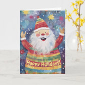 Kerstkaart met leuke Kerstman Kaart (Gele Bloem)