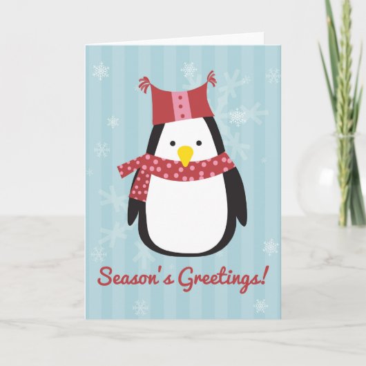 Kerstkaart met leuke pinguïn feestdagen kaart (Voorkant)