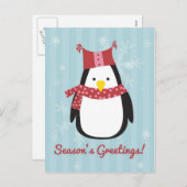 Kerstkaart met leuke pinguïn feestdagenkaart (Voorkant / Achterkant)
