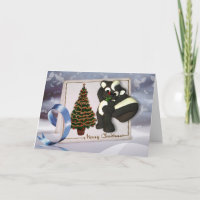 Kerstkaart met leuke stinkdier vrolijke Kerstmis