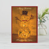 Kerstkaart met Lichtgevende Sneeuwman (Staand voorkant)