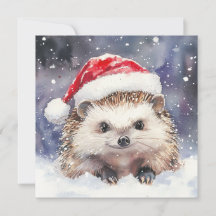 Kerstkaart met lief egelhuisje