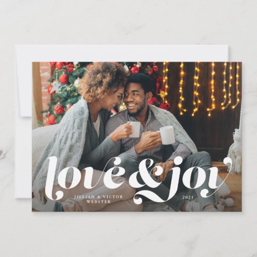 Kerstkaart met liefde en vreugde foto (Voorkant)
