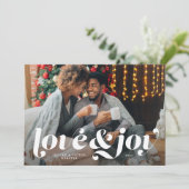 Kerstkaart met liefde en vreugde foto (Staand voorkant)