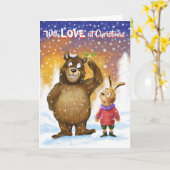 Kerstkaart "Met liefde op kerst" Beer Kaart (Gele Bloem)