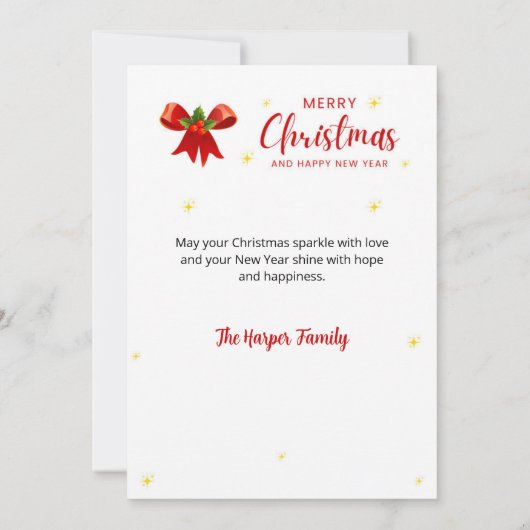 Kerstkaart met lint en maretak (Achterkant)