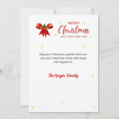 Kerstkaart met lint en maretak seizoensgroeten (Achterkant)