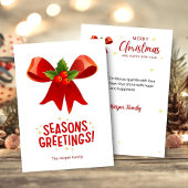 Kerstkaart met lint en maretak seizoensgroeten