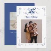 Kerstkaart met lint en strik voor foto (Voorkant / Achterkant)