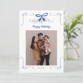 Kerstkaart met lint en strik voor foto (Staand voorkant)