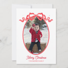 Kerstkaart met lint in watercolor