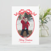 Kerstkaart met lint in watercolor (Staand voorkant)