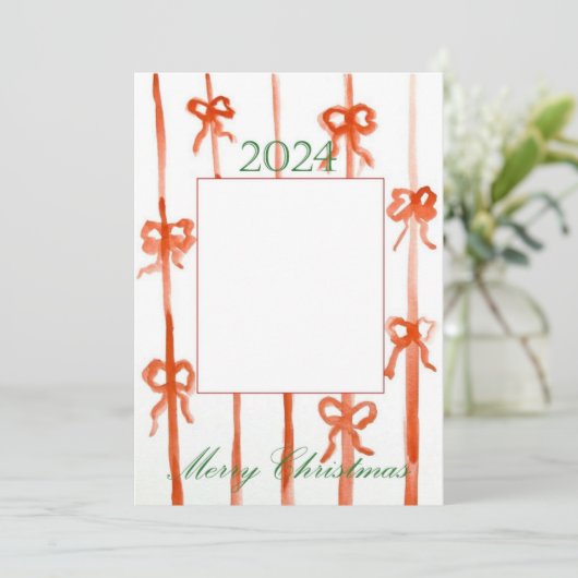 Kerstkaart met lint kaart (Staand voorkant)