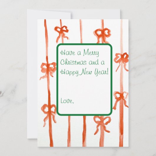 Kerstkaart met lint kaart (Achterkant)