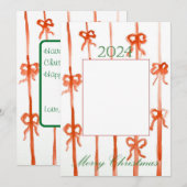 Kerstkaart met lint kaart (Voorkant / Achterkant)