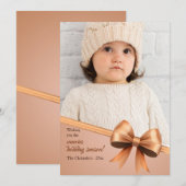 Kerstkaart Met Lint Omwikkelde Foto (Voorkant / Achterkant)