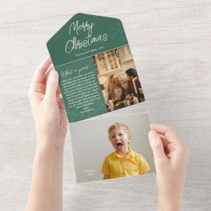 Kerstkaart met losse grote foto en jaaroverzicht all in one uitnodiging