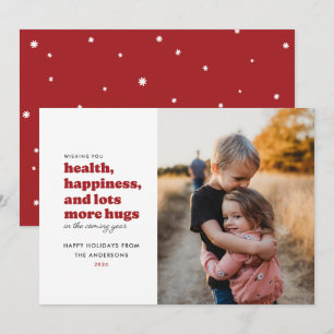 Kerstkaart met 'Lots More Hugs' foto (Rood)