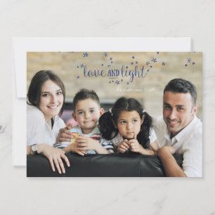 Kerstkaart met Love and Light Stars Vakantiefoto