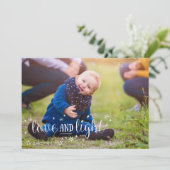 Kerstkaart met Love and Light Stars Vakantiefoto (Staand voorkant)