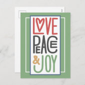 Kerstkaart met Love Peace & Joy Feestdagenkaart (Voorkant / Achterkant)