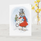 Kerstkaart met Lynx en Muis Kaart (Gele Bloem)