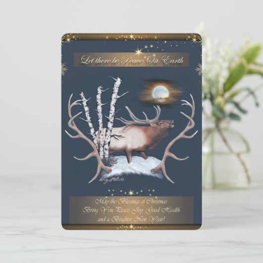 Kerstkaart met mannetjeseland (Staand voorkant)