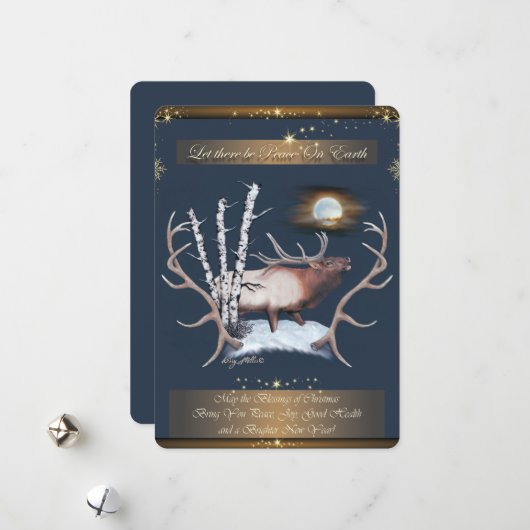 Kerstkaart met mannetjeshert (Voorkant / Achterkant in situ)