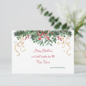 Kerstkaart met maretak en dennen kaart (Staand voorkant)