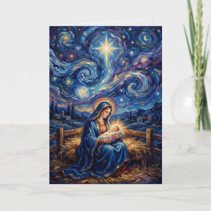 Kerstkaart met Maria en Jezus geboorte Kaart