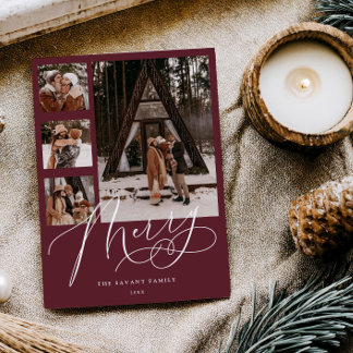 Kerstkaart met meerdere foto's in vrolijke Bourgon