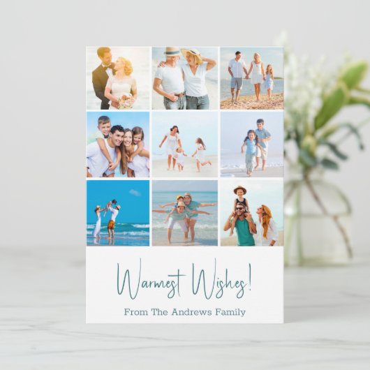 Kerstkaart met meerdere foto's van het strand Nieu (Staand voorkant)