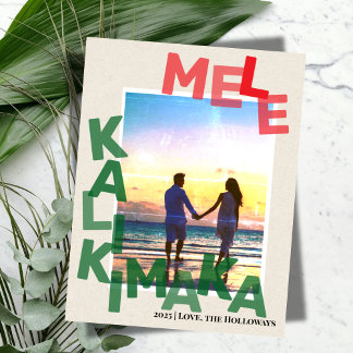 Kerstkaart met Mele Kalikimaka Hawaiiaanse foto