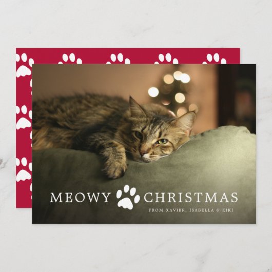 Kerstkaart met Meowy (Voorkant / Achterkant)