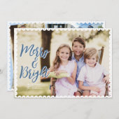 Kerstkaart met Merry & Bright Scallop-rand (Voorkant / Achterkant)