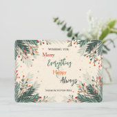 Kerstkaart met Merry Everything en Happy Always (Staand voorkant)