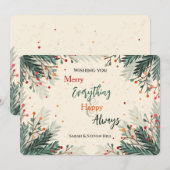 Kerstkaart met Merry Everything en Happy Always (Voorkant / Achterkant)