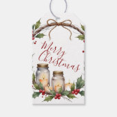 Kerstkaart met Metselwerkpotkaarsen  Cadeaulabel (Voorkant)