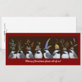 Kerstkaart met mezen in platte vorm (Voorkant / Achterkant)