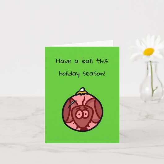 Kerstkaart met Miki de Muis en kerstbal Kaart (Kleine Plant)