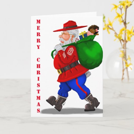 Kerstkaart met militaire Kerstman Kaart (Gele Bloem)