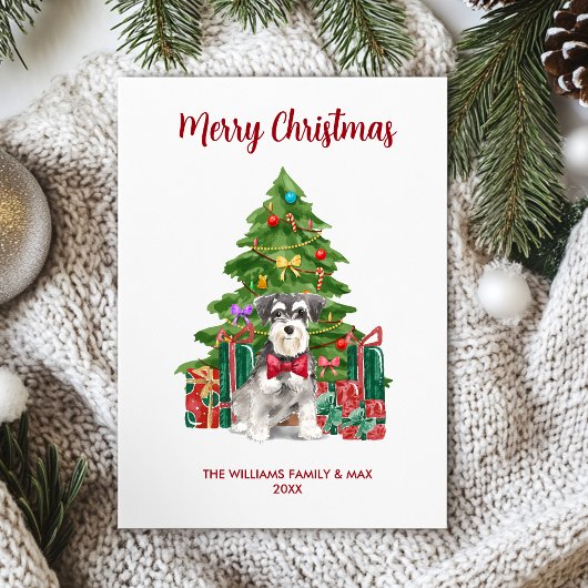 Kerstkaart met Miniatuur Schnauzer