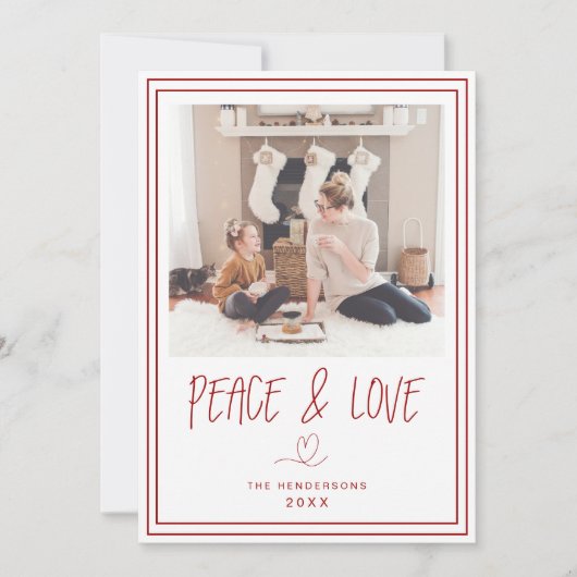 Kerstkaart met Minimalistische Boodschap van Vrede Kaart (Voorkant)