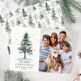 Kerstkaart met minimalistische kerstboom