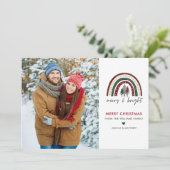 Kerstkaart met moderne foto 'Merry & Bright' (Staand voorkant)