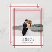 Kerstkaart met moderne rode lijnen (Voorkant / Achterkant)