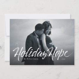 Kerstkaart met moderne script foto en kerstwens