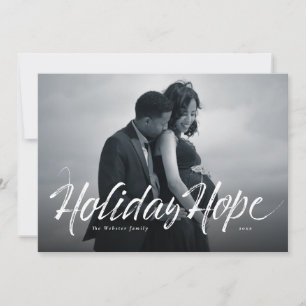 Kerstkaart met moderne script foto en kerstwens