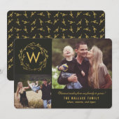 Kerstkaart met monogramkrans (Voorkant / Achterkant)