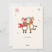 Kerstkaart met Mooie Rendieren in Warm Plat Design (Achterkant)